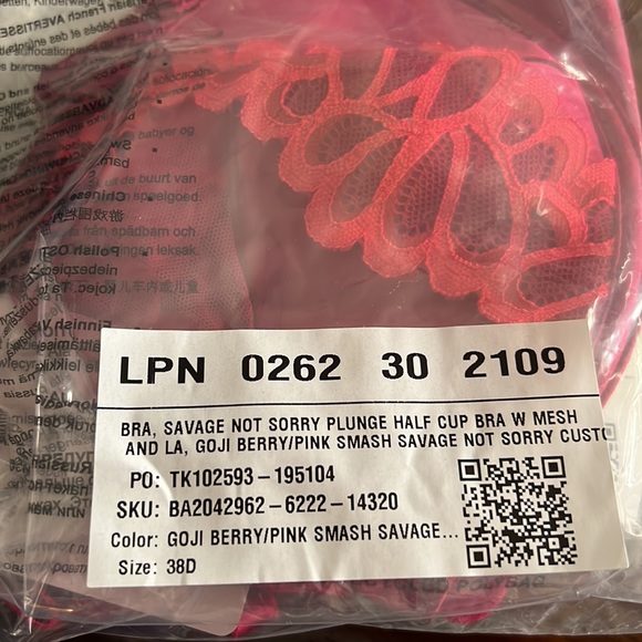 NWT - Savage Fenty Savage Not Sorry Half Cup Bra with Lace 38D - Picture 5 of 5